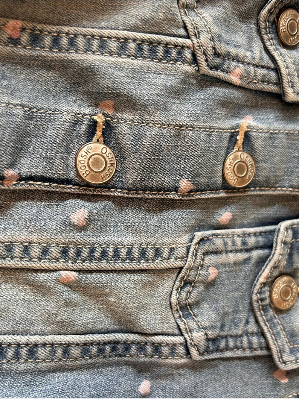 OshKosh B'gosh Light Blue Denim Jacket with Pink Heart Dots